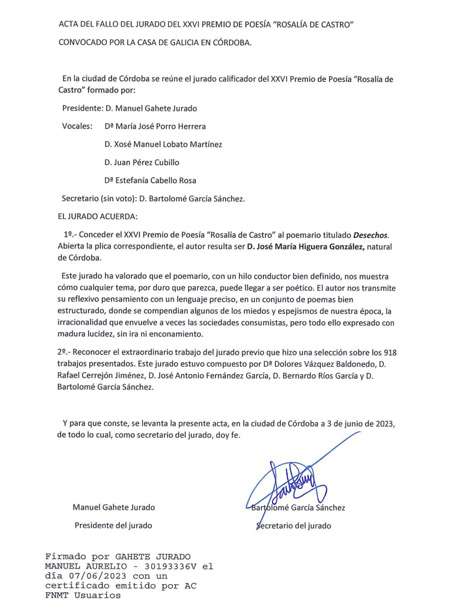 Acta del Jurado